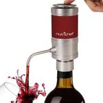 NutriChef Electric Wine Aerator Dispenser Pump - Portable and Automatic Bottle Breather Tap Machine - Air Decanter Diffuser System for Red and White Wine with Unique Metal Pourer Spout