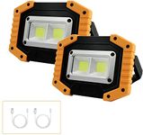 tekstap LED Rechargeable Work Light - 30W 2000LM USB Portable Super Bright Cordless Outdoor Floodlight Battery Powered Flood Working Site COB Light for Garage/Workshop/Camping/Hiking/Fishing(2 Pcs)