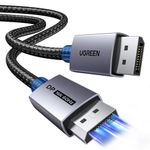UGREEN 16K Displayport Cable 2.1, DP to DP 80Gbps Aluminum, Support 16K@60Hz, 8K@240Hz, HDR, FreeSync, G-Sync, Compatible with Laptop/PC with HDTV, Projectors, Screens, 1M