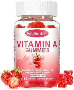 Feelherbs Vitamin A 25000 IU Gummies, 60 Count Chewable Immune & Bones VIT A Gummy, Strawberry Flavor Vitamins, Natural & Delicious