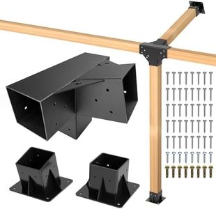 15° Lean Pergola Kit 4x4(Inner 3.64x3.64), 4-Way Slanted Pergola Roof Bracket, Post Base-Angled 4x4 Wood Post Bracket-DIY Gazebo Brackets-Hardware Kit for Outdoor Wood Beam Post Sunroom Carport Cabin