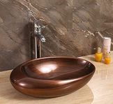 InArt Designer table top wash basin for bathroom/bathroom sink/cabinet wash basin/ceramic basin/counter top basin/vanity washbasin in Copper Color 18 x 13 x 5.5 Inch