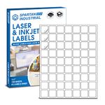 Spartan Industrial Printable Square Laser Inkjet Labels - 1" X 1" - White, 100 Sheets, 6300 Total Labels | Multipurpose Label Ideal for QR Codes, Price Tags, UPC Barcodes, Container Labels and More