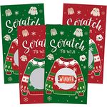 50 Pcs Christmas Scratch Off Cards Sweater Christmas Game Scratch Cards Ugly Sweater Xmas Scratch Off Game Cards Winner You Lose for Winter Holiday Xmas Party Games Supplies