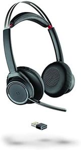 Poly - Voyager Focus UC (Plantronics) - Auricular Bluetooth de doble oído (estéreo) con micrófono de brazo - USB-A compatible con PC y Mac - Cancelación activa del ruido - Teams, Zoom y más