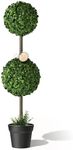 Barnyard Designs Artificial Boxwood Topiary Ball Tree, Front Porch Home Decor, Faux Fake Plant Decoration (36", 1 Tree)