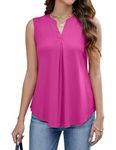 Bluetime Womens Tank Tops Loose Fit Flowy V Neck Sleeveless Blouses Trendy Dressy Casual Summer Shirts (S-3XL), Rose Red, X-Large