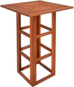 Casaria Table Haute carrée en Bois d'Acacia 75x75x110cm Mange-Debout Table en Bois extérieur Jardin terrasse évènement