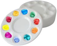 VOLINESSTI Paint Palette, Round Plastic Paint Tray 20 PCS, for Acrylic Oil Watercolor Craft Painting, White