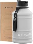 Navaris Stainless Steel Water Bottle - 74.4 fl oz (2.2 Litre) Large Metal Drinking Liquid Bottle for Sports or Camping - Gym Canteen for Drinks - Hydrate on The Go - Sand Beige