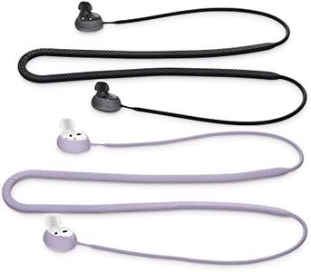 kwmobile 2X Laccetto Portauricolari Compatibile con Samsung Galaxy Buds 2 - Cordino Portacuffie in-Ear - Laccio Ferma Cuffiette Lavanda/Nero