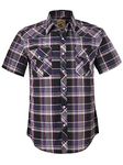 Coevals Club Men's Snap Button Down Plaid Short Sleeve Work Casual Shirt (Purple & Gray #14, XL)