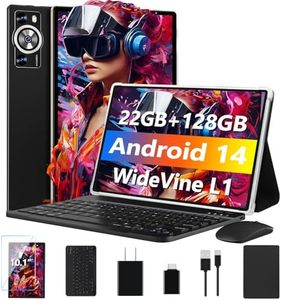 Android 14 Tablet 10 inch 8000mAh Tablets with 22GB RAM 128GB ROM 1TB Expand, Octa-Core HD Touchscreen Tablet with Keyboard, Mouse, Support Widevine L1, Split-Screen, WI-FI 6 - Black