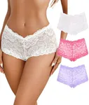 Avidlove Sexy Panties for Women Lace Boyshort Underwear High Waist Cheeky Panties Pack of 3