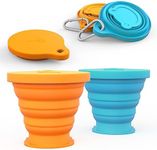 IYYI Collapsible Cup for Traveling, Silicone Camping Cup, Foldable Cup with Lid, Portable Cup for Camping, Hiking, Outdoors, Travel, Folding Cup Pocket Size (2 Pack-Blue-Orange)