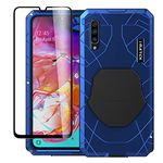 Feitenn Galaxy A70 Case, Samsung A70 Case Heavy Duty, Gorilla Glass Waterproof Armor Aluminum Alloy Metal Cover Rubber Bumper Military Shockproof Hard Defender Men Gift for Samsung Galaxy A70 - Blue