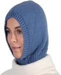 Brook + Bay Knitted Hooded Scarf for Women- Knit Balaclava for Winter - Stylish Beanie Hooded Hat, Hoodie Scarf & Neck Warmer Blue Grey