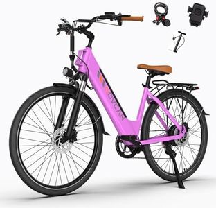 Movcan V80 Electric Bike, 1000W Motor 28MPH Ebike, 48V 13Ah Removeable Battery, 26'' City Cruiser Adult Electric Bicycles up to 70 Miles (V80 Classic with Phone Holder & Lock, Rose Red)