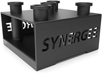 Synergee 5 Barbell Holder Storage & Organization for Home, Commercial, & Garage Gyms. Holds 5 Bars, EZ Curls, Hex Bars. Compact Vertical Peg Storage. Version 1