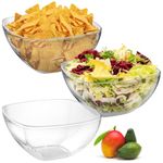 TOPZEA Set of 3 Clear Plastic Serving Bowls for Party, 94oz Acrylic Large Salad Mixing Bowl Set Kitchen Reusable Snacks Bowl for Fruit Chips Dips Popcorn, Break-Resistant