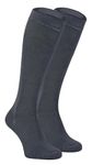 Sock Snob - Womens Long Knee High Bamboo Socks | 2 Pair Pack | Plain & Patterned | Gift for Ladies (4-7, Grey)