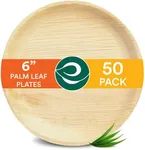 ECO SOUL Compostable 6 Inch Small Palm Leaf Round Plates (50 Count) Like Bamboo Plates|Biodegradable|Eco-Friendly, Microwave & Oven Safe