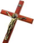 15 Inch Large Crucifix Wall Cross for Home Decor Handmade Wooden Cross Jesus Crucifix Wall Hanging Decor Catholic Religious Gifts for Men Women