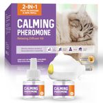 Cat Pheromones Calming Diffuser, Cat Calming Diffuser, Cat Pheromones Calming Diffuser Kit for Cat Anxiety Relief (1 Diffuser + 2 Refills)