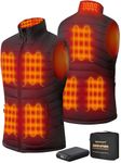 Topdot Men's Heated Vest with 7.4V 16000mAh Battery Pack Included, 8 Heating Zones 3 Heating Levels Lightweight Heated Vest