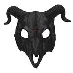 TINAYAUE Unisex Goat Skull Mask Scary Halloween Mask PU Devil Mask for Women Men Lifelike Sheep Horns and Elastic Belt Carnival Animal Theme Party Cosplay Props Stage Performance Costume Accessories