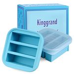 Kinggrand Kitchen 1/2-Cup Silicone Freezer Tray with Lid 2 Pack Soup Freezer Molds Food Freezing Container Make 6 Perfect Soups, Broths, Stews, Sauces, Curries