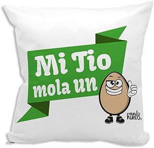 Cojin Decorativo, Original y Personalizado Tios Incluye Relleno. Tio molas un Huevo. 42,5 X 42,5 cm. Cojines con Agradable Tacto de Algodon.