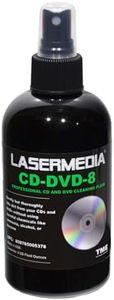 CD DVD Cleaning Solution Fluid (Not a Scratch Remover) 8 Ounce (237 ML) Spray Bottle Cleaner CD-DVD-8 Made in USA Lasermedia