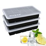 FSDUALWIN Ice Cube Tray with Lid(3 Packs 45 Cubes), Silicone Ice Cube Trays Large Reusable and BPA Free for Whiskey, Cocktail& Wine, Drinks&Baby Food, Freezer, Souper