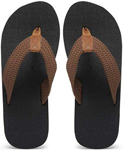 MAIITRIP Mens Flip Flops Size 11,chanclas para hombres Summer Beach Shoes sandalias jandals,Non Slip Yoga Mat Rubber Shower Lightweight Durable Thong Male Slippers Sandals,Brown