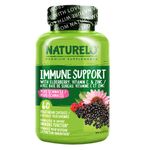 NATURELO Immune Support – Organic Vitamin C, Elderberry, Zinc, Plus Echinacea – Natural Immunity Boost w/Antioxidant, Herbal & Mineral Defense - 60 Vegan Capsules