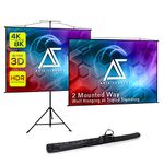 Akia Screens 2 in 1 110 inch Portable Projector Screen with Tripod Stand 4:3 16:9 8K 4K HD Black Wall Mount Projection Screen with Bag for Indoor Outdoor Movie Home Theater AK-T110VLITE