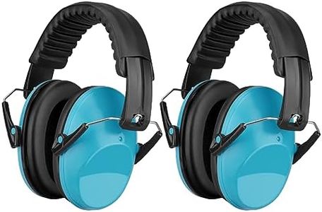 HOTOIQ Kids Protective Earmuffs, 2 Pack Foldable Hearing Protectors Adjustable Headband Ear Muffs for Children and Adults,Noise Reduction Earmuffs for Sleeping,Studying,Shooting(Blue)