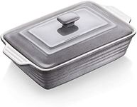 LOVECASA 4.5 Quart Nonstick Casserole Dish with Lid, 9 x 13 Inches Lasagna Pan Deep, Ceramic Baking Dish for Dinner, Banquet, and Party, Grey