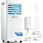 LEENON Air Conditioning Unit 9000 BTU Portable Air Conditioner, Powerful 4-in-1 AC Conditioners Dehumidifier Fan & Sleep Mode, Aircon Unit with 24H Timer, Remote Control, Exhaust Hose Install Kit