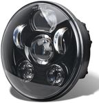 Tugwuetlwu 5-3/4 5.75 Inch LED Motorcycle Headlight Compatible with Harley Davidson Sportster Dyna Street Bob Low Rider Wide Glide Iron 883 1200 Softail Triple Headlamp Accessories
