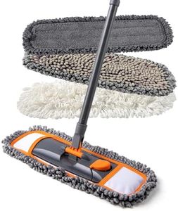 CLEANHOME Mops for Floor Cleaning with 3 Different Washable Mop Pads and Extendable 55” Long Handle, Multifunction Dust Mop for Hardwood,Marble,Tile Floor Mopping,Orange