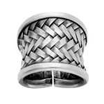 81stgeneration Women's 999 Fine Silver Karen Hill Tribe Wide Woven Braided Weave Adjustable Ring