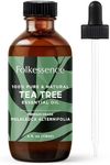 Folkulture Tea Tree Oil for Skin - 4 Fl Oz - 100% Pure, Natural and Undiluted Tea Tree Essential Oil, Premium Therapeutic Grade with Glass Dropper, Organic Oil for Hair, Face, Aromatherapy, Massage