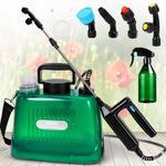 Battery Powered Sprayer 2 Gallon, Upgrade Electric Garden Sprayer with 4 Mist Nozzles,USB Rechargeable Handle,31in Telescopic Wand,1 Spray Bottle,Portable Garden Sprayer for Yard Lawn Garden Watering