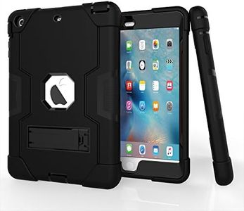 iPad Mini Case, Mini 2 Case, Mini 3 Case, Rugged Kickstand Series - Shockproof Heavy Duty Hybrid Three Layer Armor Defender Kids Child Proof Case Cover for iPad Mini 1/2/3 -Black