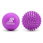 Beenax Lacrosse & Hard Spiky Massage Ball Set - Trigger Point, Myofascial Release, Plantar Fasciitis, Deep Tissue, Muscle Relief, Yoga, Pilates, Physio, Rehab - Relieve Stress and Relax Tight Muscle