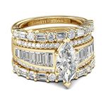 Jeulia 2 Carat 3PC Wedding Ring Set for Women 14K Gold Plated Marquise Cut CZ Engagement Rings Sterling Silver Bridal Set Anniversary Promise Rings for Her with Jewelry Box (6)