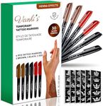 Vanli's Temporary Tattoo Markers for Skin With 30 Unique Tattoo Stencils. Black, Red and Brown Tattoo Pens for Skin Temporary. Skin Safe, Great Stocking Stuffer For Kids, Teens and Adults