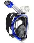 X99 Full Face Snorkel Mask for Adults, Snorkeling Gear with Latest Dry Top Breathing System Anti-Fog & Anti-Leak, 180°Panoramic View Snorkeling Set Adult with Camera Mount(Blueblack L/XL)